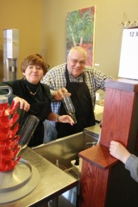 Chris & Cheryl doing the bottles